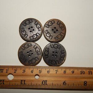 4 UGG - Dark Brown - Large Wooden Replacement Buttons 3cm